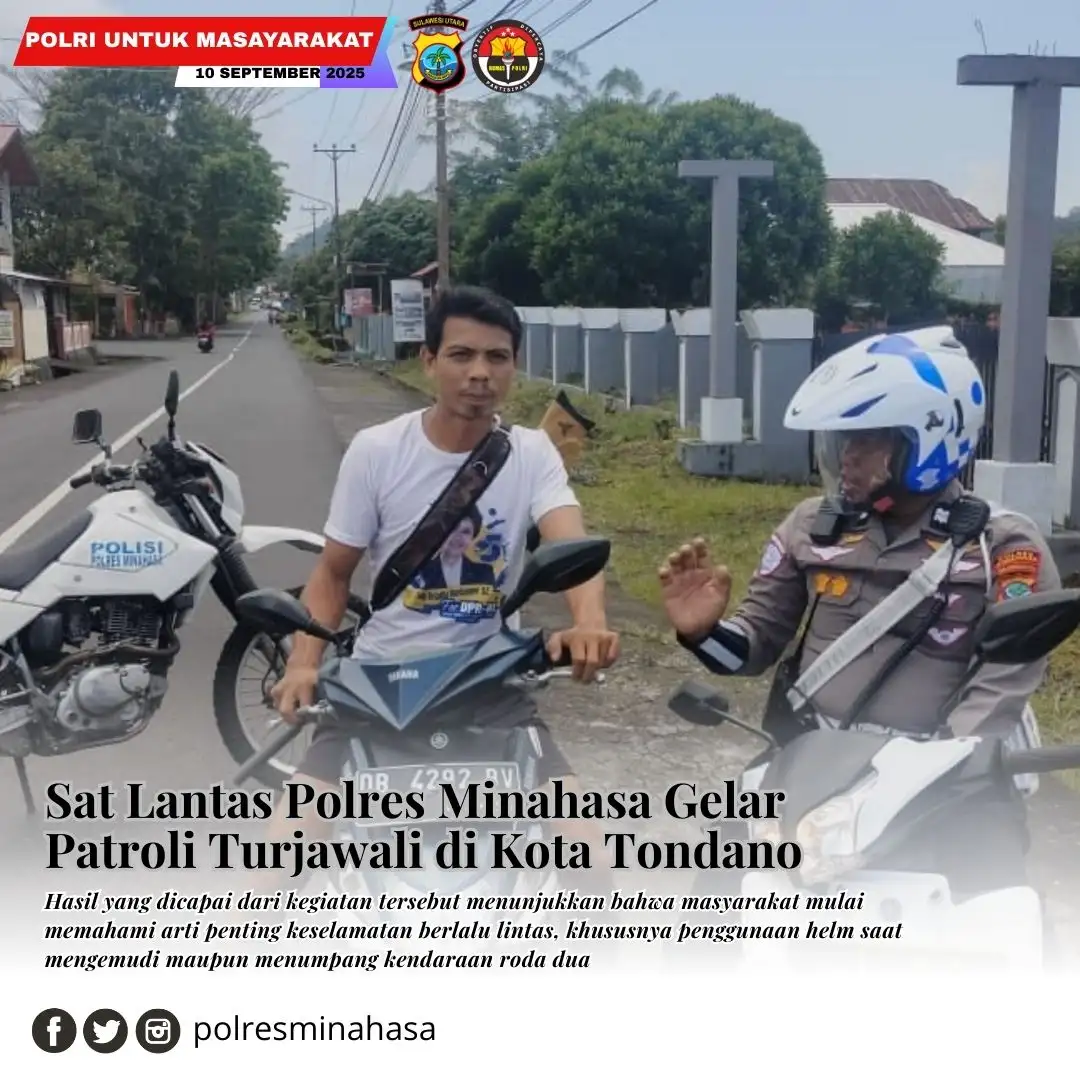 Sat Lantas Polres Minahasa Gelar Patroli Turjawali di Kota Tondano